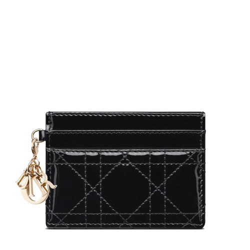 DIOR/迪奧 22新款女士黑色漆皮小牛皮藤格紋縫線飾多個(gè)卡位卡包S0974OVRB_M900