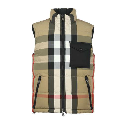 BURBERRY/博柏利22新款男士?jī)擅娲┯鸾q背心男士羽絨服羽絨背心8032997