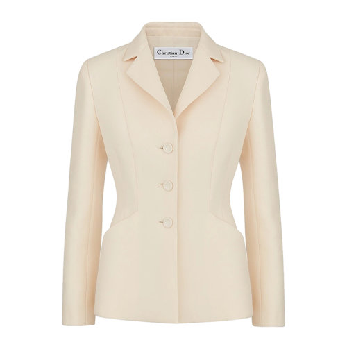 DIOR/迪奧 BAR 30 MONTAIGNE 單排扣白色羊毛和絲綢 女士夾克 841V01A1166_X0200