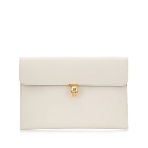 Alexander McQueen/亞歷山大麥昆 女士皮革骷髏頭翻蓋扁平手拿包 554197BPT0G1250