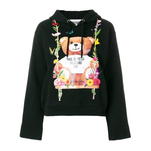 Moschino 莫斯奇諾 女裝 服飾 棉質(zhì)Toy bear花卉連帽衫長袖 女衛(wèi)衣