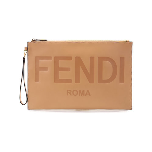 FENDI/芬迪女士小牛皮手拿包LOGO圖案大號 8N0178 AC9L