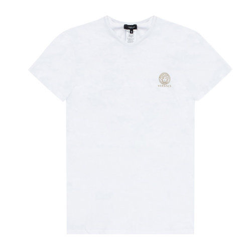 VERSACE 范思哲 男士 服裝  白色圓領(lǐng)徽標(biāo)短袖棉質(zhì)T恤 男士短袖T恤