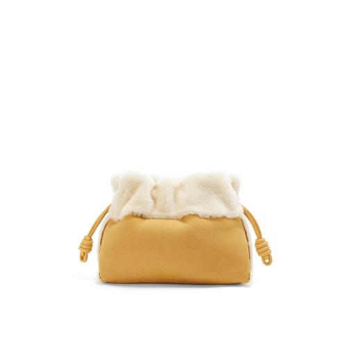  LOEWE羅意威 22年秋冬 女士 手拿包 Flamenco clutch in shearling A411FC1X34-3649