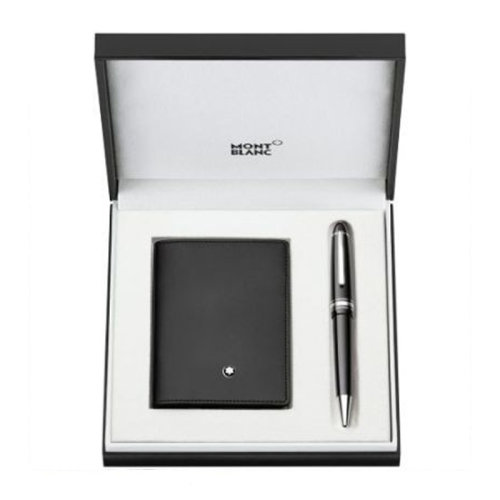 Mont Blanc/萬(wàn)寶龍 大班系列男女同款中性黑色圓珠筆名片夾禮品套裝 127644