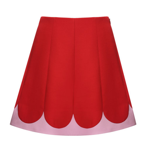 Valentino/華倫天奴 紅色 女士縐綢迷你半身裙 TB3RA5F01CFRG1 2020早春