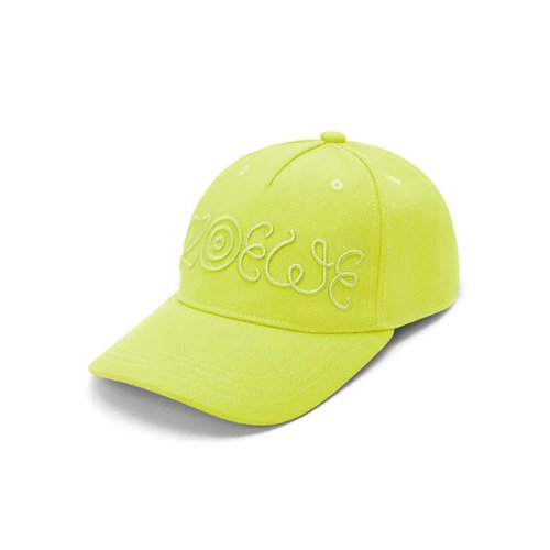 LOEWE/羅意威 22年春夏新款 男士檸檬黃色帆布Logo刺繡棒球帽鴨舌帽K664P99X07-4801