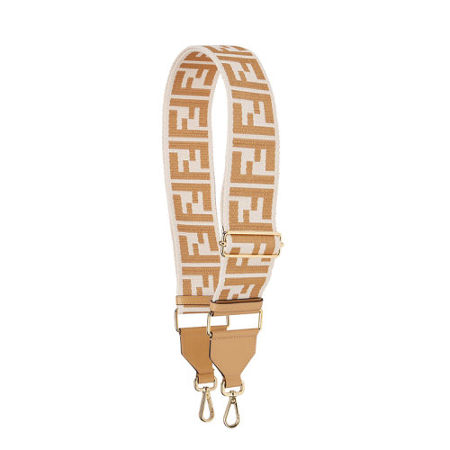 FENDI/芬迪 20  STRAP YOU系列 女士白色編織織物米色FF圖案肩帶8AV134AHM5F1FNR