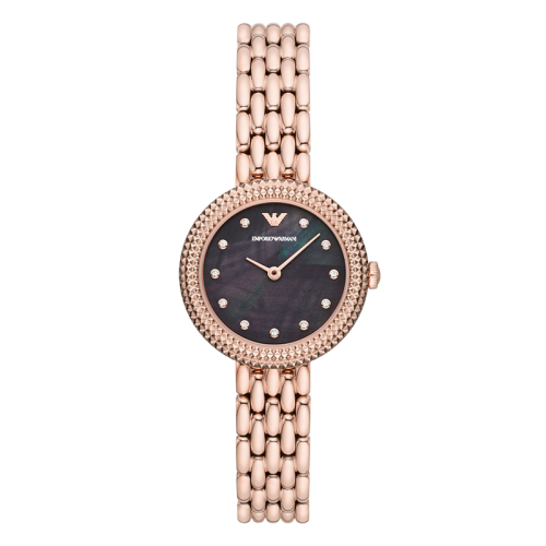 Emporio Armani/安普里奧阿瑪尼 玫瑰金鋼制表帶歐美表時尚鑲鉆石英女士腕表 生日禮物送女友 AR11432