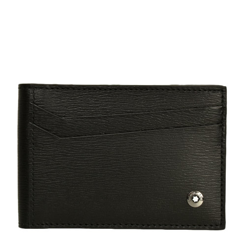 MontBlanc/萬寶龍 男士黑色牛皮短款折疊卡包 116387