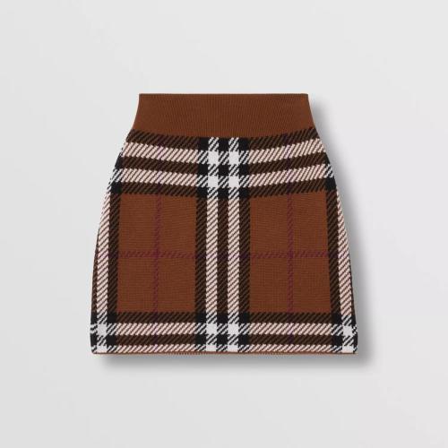  BURBERRY 22年秋冬 女士 格紋羊毛提花迷你半裙 80632201