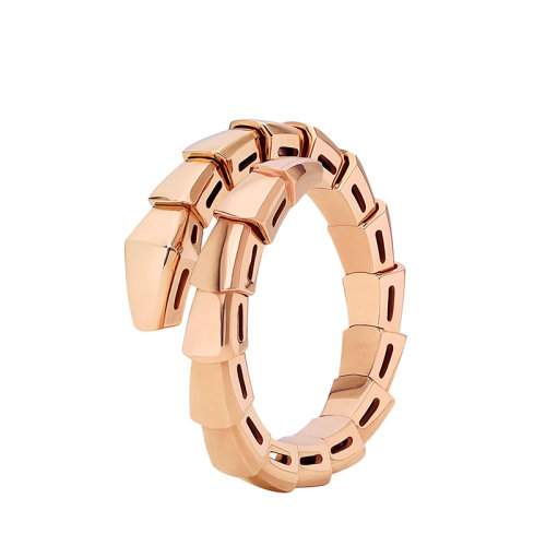 BVLGARI/寶格麗 22新款SERPENTI Viper系列 18K金玫瑰金幾何風(fēng)格戒指指環(huán)358633