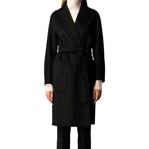 MaxMara/麥絲瑪拉 女裝 女士黑色西裝領(lǐng)束腰時(shí)尚百搭秋冬大衣 ALICIA 006