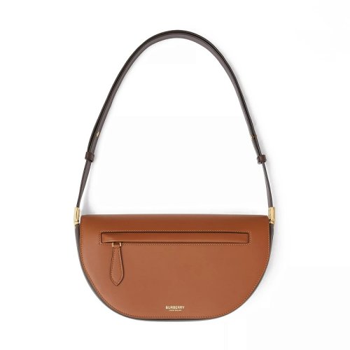 BURBERRY/博柏利 20 秀款Olympia系列 暖棕褐色滑面小牛皮半月包腋下包單肩包