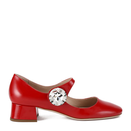 MiuMiu/繆繆 紅色 女士仿水晶裝飾漆皮瑪麗珍中跟鞋 5I654C_JHR_F0011_F_035