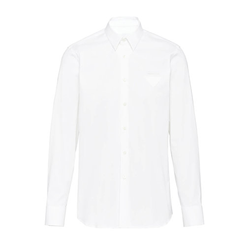 PRADA/普拉達  男士白色彈力府綢修身版型長袖襯衫UCN259_F62_F0009_S_201