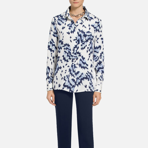 St.John/盛薔印花翻領女士長袖襯衫K31ZW02