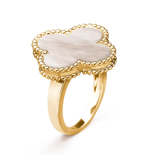 Van Cleef & Arpels/梵克雅寶 經(jīng)典款MagicAlhambra系列 18K金黃金鑲嵌白色珍珠母四葉草戒指