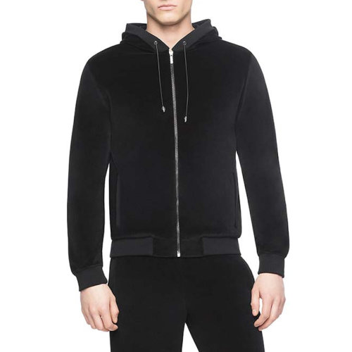 VERSACE/范思哲 男士黑色棉質(zhì)經(jīng)典美杜莎頭像裝飾拉鏈開合長袖上衣外套夾克連帽衫 A71086-A209743-A008