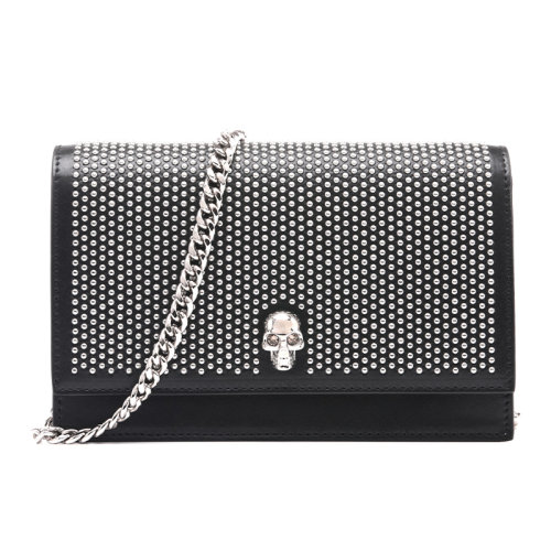 Alexander McQueen/亞歷山大麥昆22春夏金屬徽標(biāo)鉚釘裝飾女士單肩包斜挎包鏈條包6130881HUMI