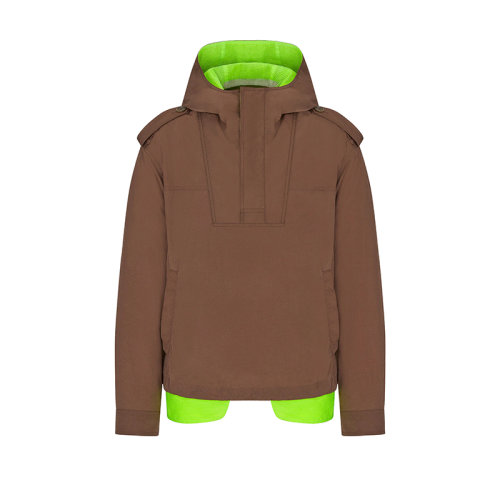 DIOR/迪奧 22年早春新款 男士咖啡棕色尼龍科技帆布連帽厚夾克外套283C402A5525_C186