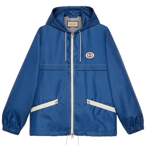 GUCCI/古馳 男士淺藍(lán)色帆布和尼龍夾克654834ZAGVW4211