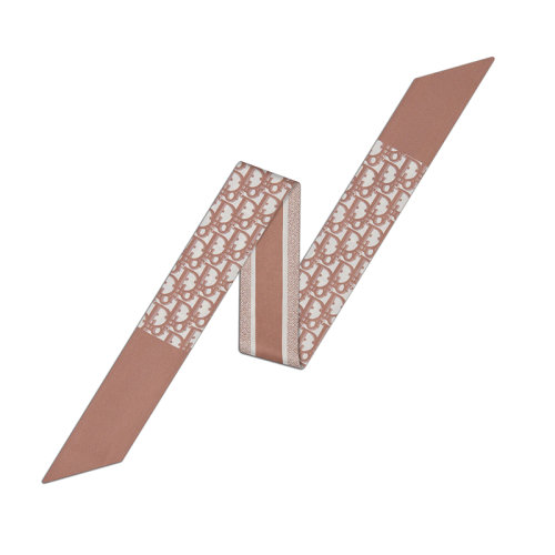 DIOR/迪奧 22年早春新款 MITZAH系列 女士玫瑰粉色純桑蠶絲斜紋老花印花絲巾15DOB106I600_C412