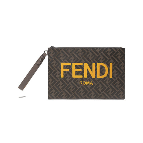 FENDI/芬迪 【22秋冬新款】 男士涂層面料手拿包LOGO老花圖案 7N0126 AJJ8