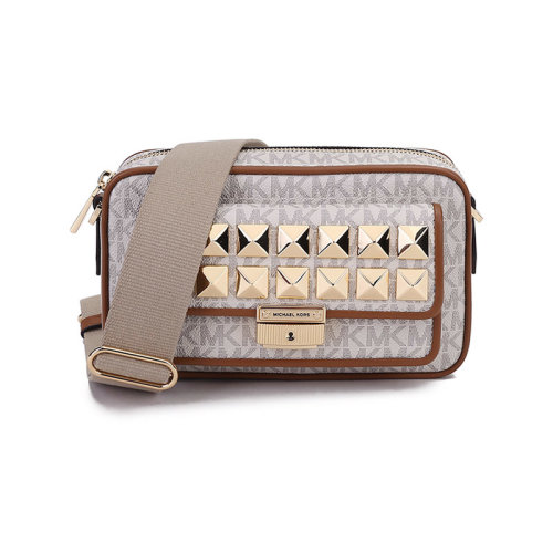 Michael Kors/邁克·科爾斯【22春夏新款】女士BRADSHAW系列人造革鉚釘裝飾單肩斜挎包相機包 32H1G2BC2V