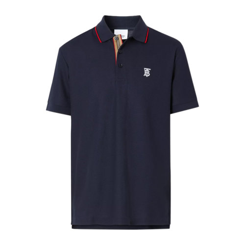 BURBERRY/博柏利 標志性條紋開襟珠地網(wǎng)眼布男士短POLO棉質(zhì) 80170071