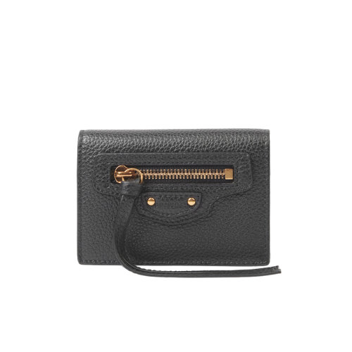 Balenciaga/巴黎世家 Neo系列 經(jīng)典黑色粒面小牛皮迷你拉鏈錢包64010715Y0I1000