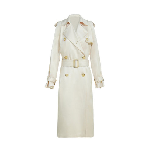 GeleiStory/GeleiStory2022秋季新款斜紋垂順寬松光感薄款氣質(zhì)優(yōu)雅通勤休閑長款風(fēng)衣外套