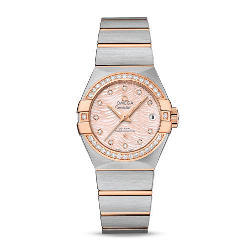 OMEGA/歐米茄 星座系列 精鋼 18K金 表圈鑲鉆 鉆石刻度 自動(dòng)機(jī)械 女士腕表 123.25.27.20.57.004