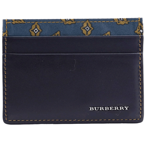 BURBERRY/博柏利  錢包男包奢侈品卡包PVC煙熏格紋錢夾卡套卡片夾 深藍色