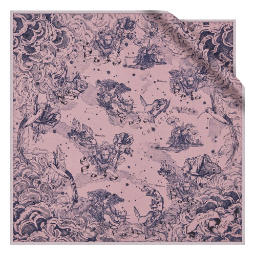 DIOR/迪奧新款 女士粉色和海軍藍(lán)色斜紋真絲雙面圍巾15CON070I606_C408