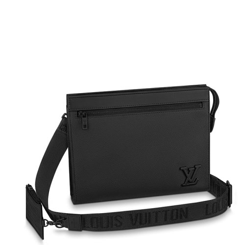 Louis Vuitton/路易威登 22春夏新款 MESSENGER VOYAGE系列 男士黑色牛皮革徽標裝飾黑扣配可拆卸小袋配可拆卸肩帶單肩斜挎手拿包M59329