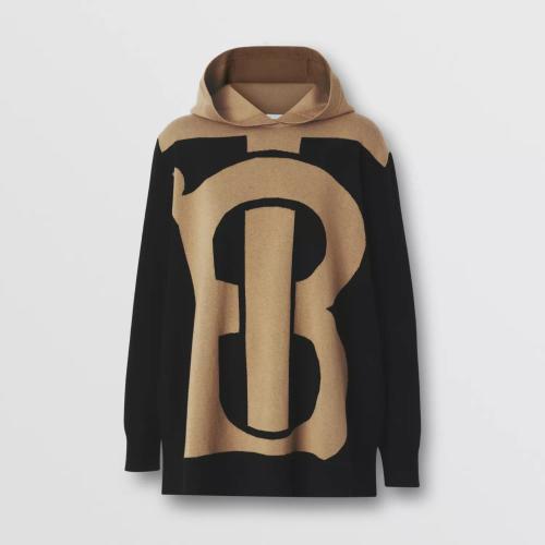  BURBERRY 22年秋冬 女士 專屬標識裝飾羊絨混紡連帽衫 80527341