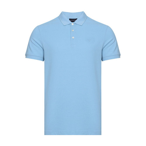 Emporio Armani/安普里奧阿瑪尼 時(shí)尚休閑鷹標(biāo)天藍(lán)色純棉男士短POLO衫8N1F121J0SZ0781