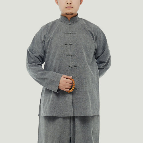 JLMT/凈蓮滿堂 民國(guó)對(duì)襟小衫 墨染棉 男唐裝