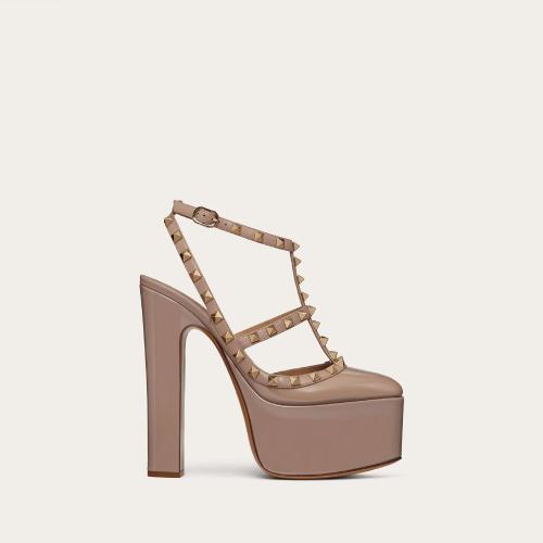  VALENTINO華倫天奴 22年秋冬 女士 高跟涼鞋 ESCARPINS a PLATEAU ROCKSTUD EN CUIR VERNI， TA