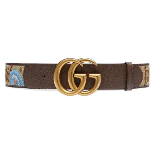  GUCCI古馳 22年秋冬 女士 飾花卉刺繡Jumbo GG帆布腰帶 701239 UQLCC 2572