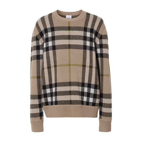 BURBERRY/博柏利 格紋羊絨提花針織衫男士針織衫/毛衣80412861