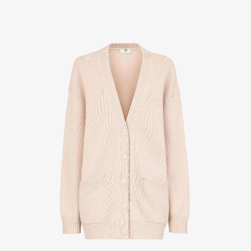  FENDI芬迪 22年秋冬 女士 針織衫 粉紅色羊絨開衫 FZC894AHE6F1ENM