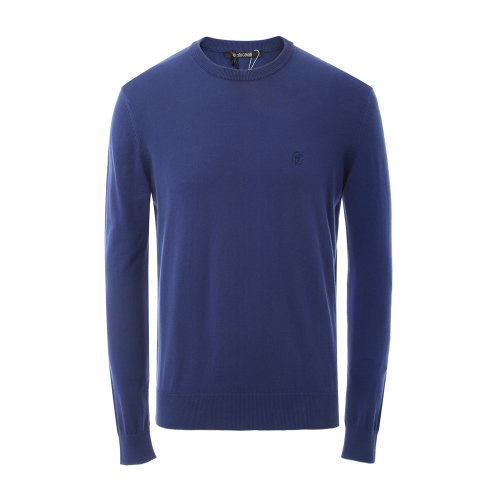 Roberto Cavalli/羅伯圖 卡維里 純棉圓領(lǐng)純色男士針織衫/毛衣 上裝 男裝