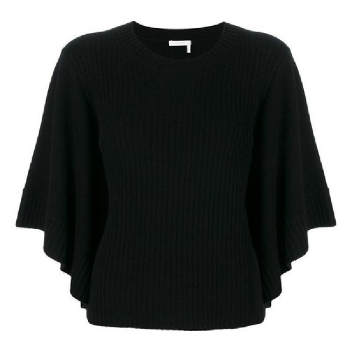 CHLOE/克洛伊  蔻依女裝 女士黑色羊絨時(shí)尚圓領(lǐng)秋冬針織衫/毛衣 17AMP0517A500NR001