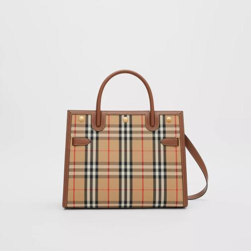  BURBERRY 22年秋冬 女士 Title - 小號 Vintage 格紋雙提柄泰爾勒手袋 80252741 預(yù)定商品1-3周發(fā)貨