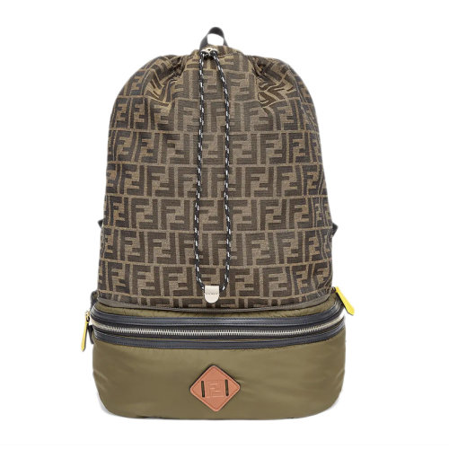 FENDI/芬迪  男士綠色拼色尼龍雙FF圖案雙肩包 7VZ047-AD1I-F1BHW