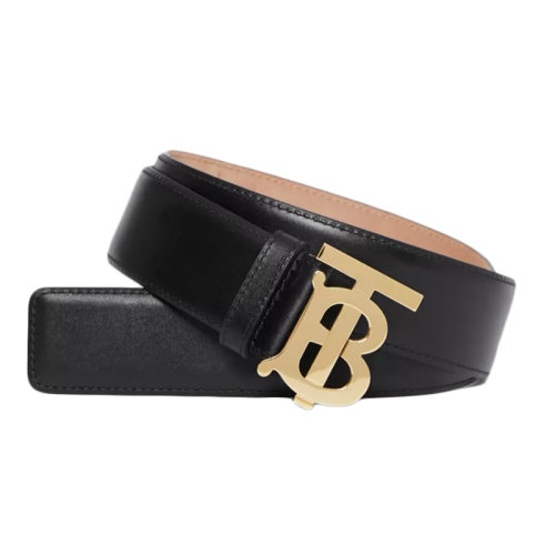 BURBERRY/博柏利新款 女士黑色專屬標(biāo)識(shí)圖案皮革腰帶35毫米80189501