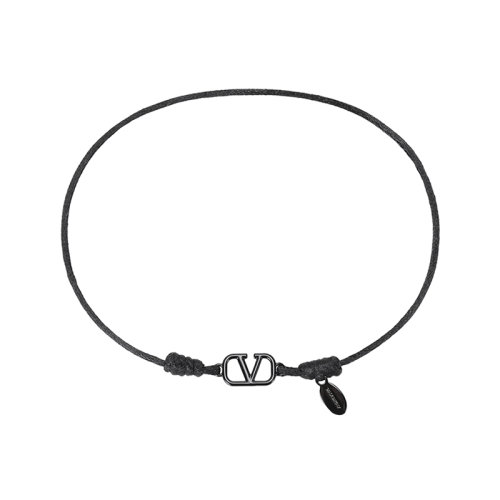 Valentino/華倫天奴  男女同款黑色織物金屬配飾時尚百搭手鏈  VY2J0M96NGN 0NO