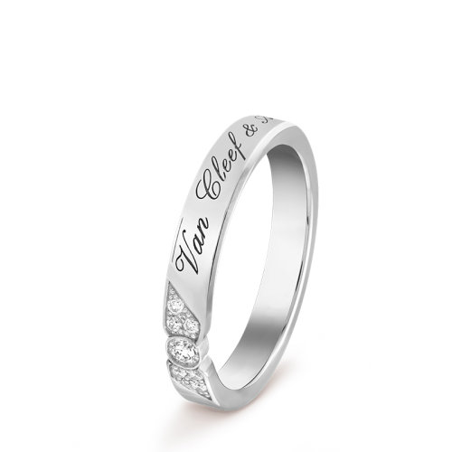 Van Cleef & Arpels/梵克雅寶 經(jīng)典Alliance Toujours 系列 鉑金鑲嵌7顆鉆石蝴蝶細節(jié)Signature戒指婚戒指環(huán)VCARP5YV00